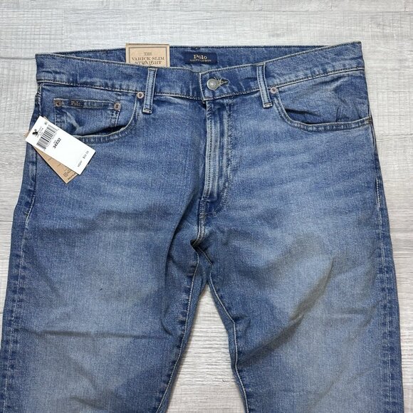 Polo Ralph Lauren Men’s Varick Slim Straight Distressed Jeans Blue Size 34x32 - Picture 3 of 7
